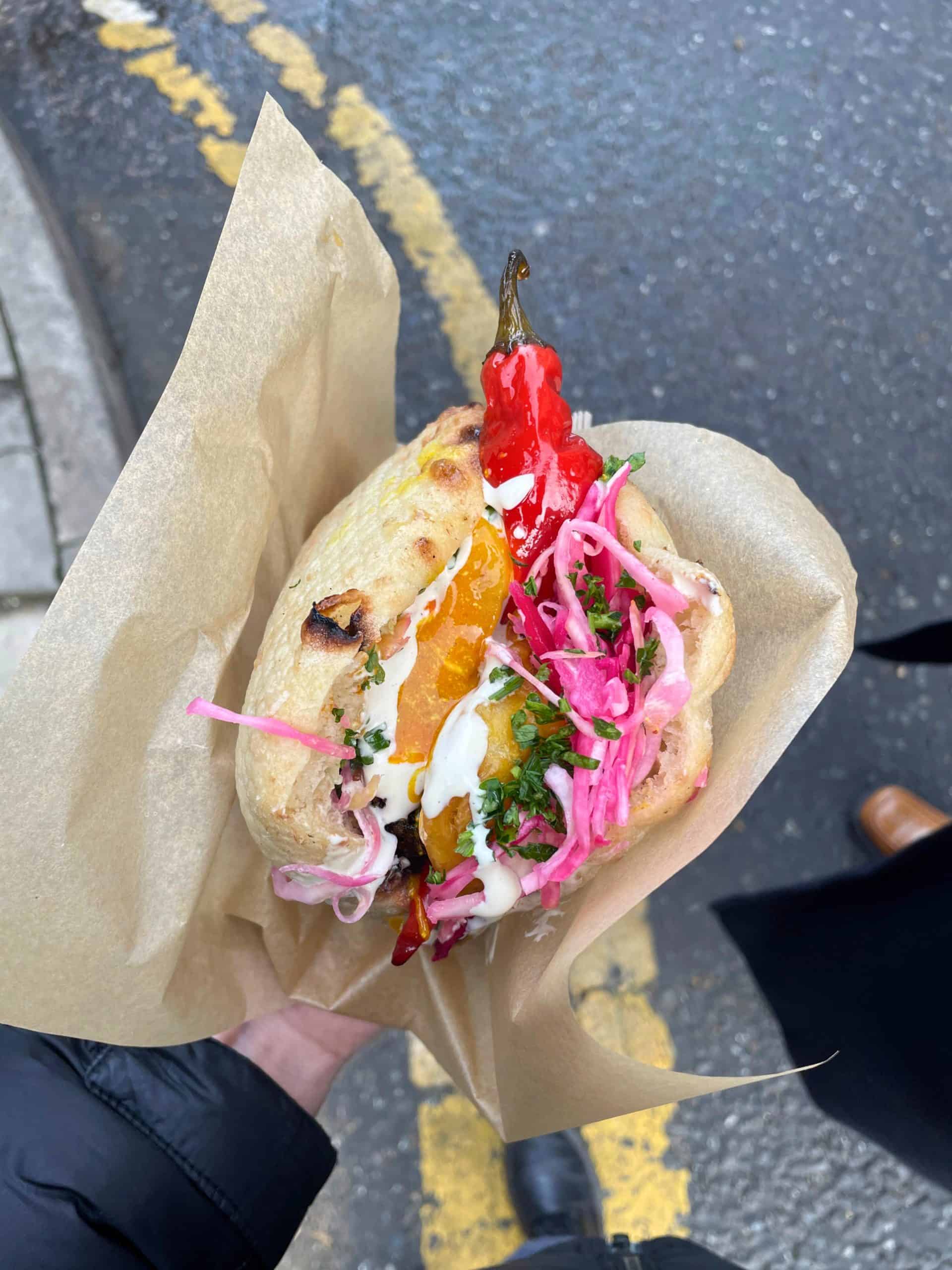 Pocket falafel with bright salads stuffed inside a pillowy pita
