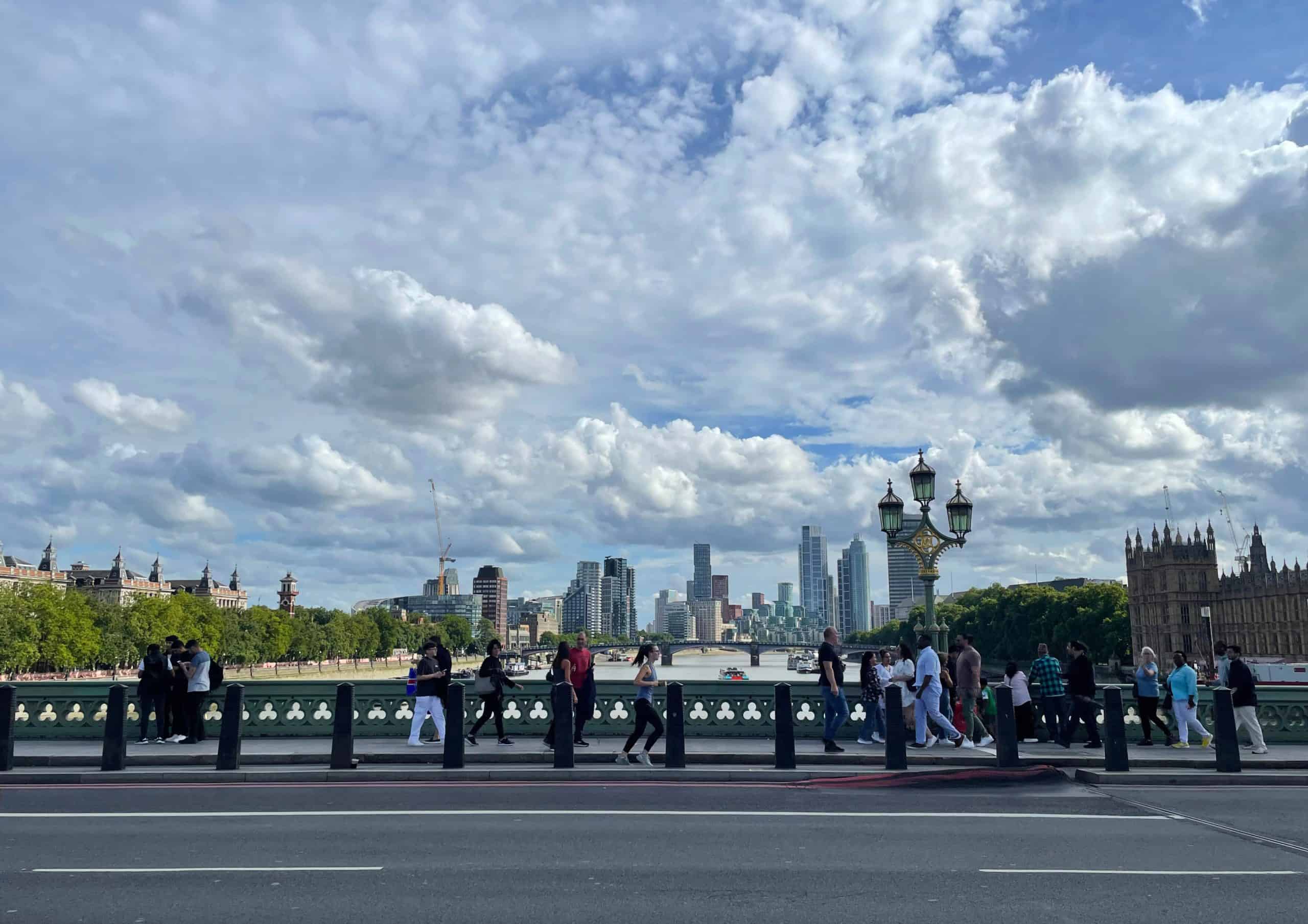 The view of London from Westminster Bridge, overlooking the Thames