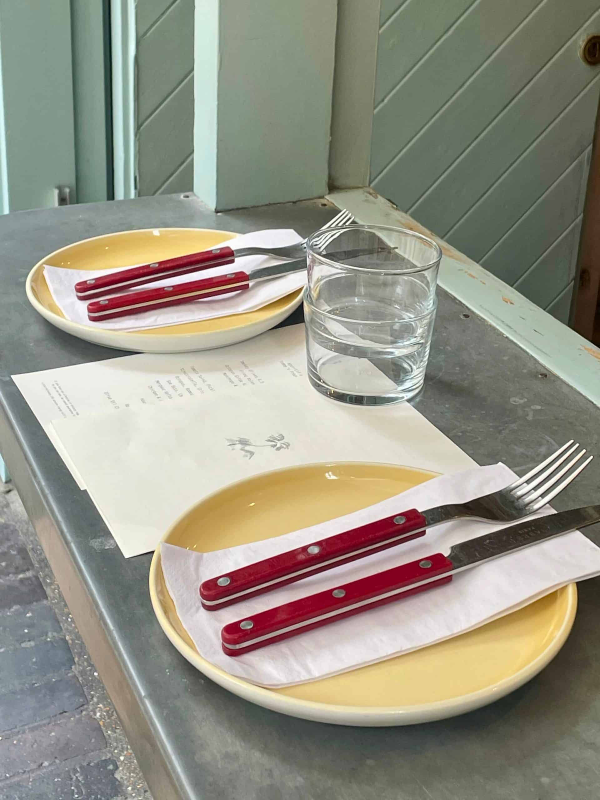 A dinner setting at a restaurant in London