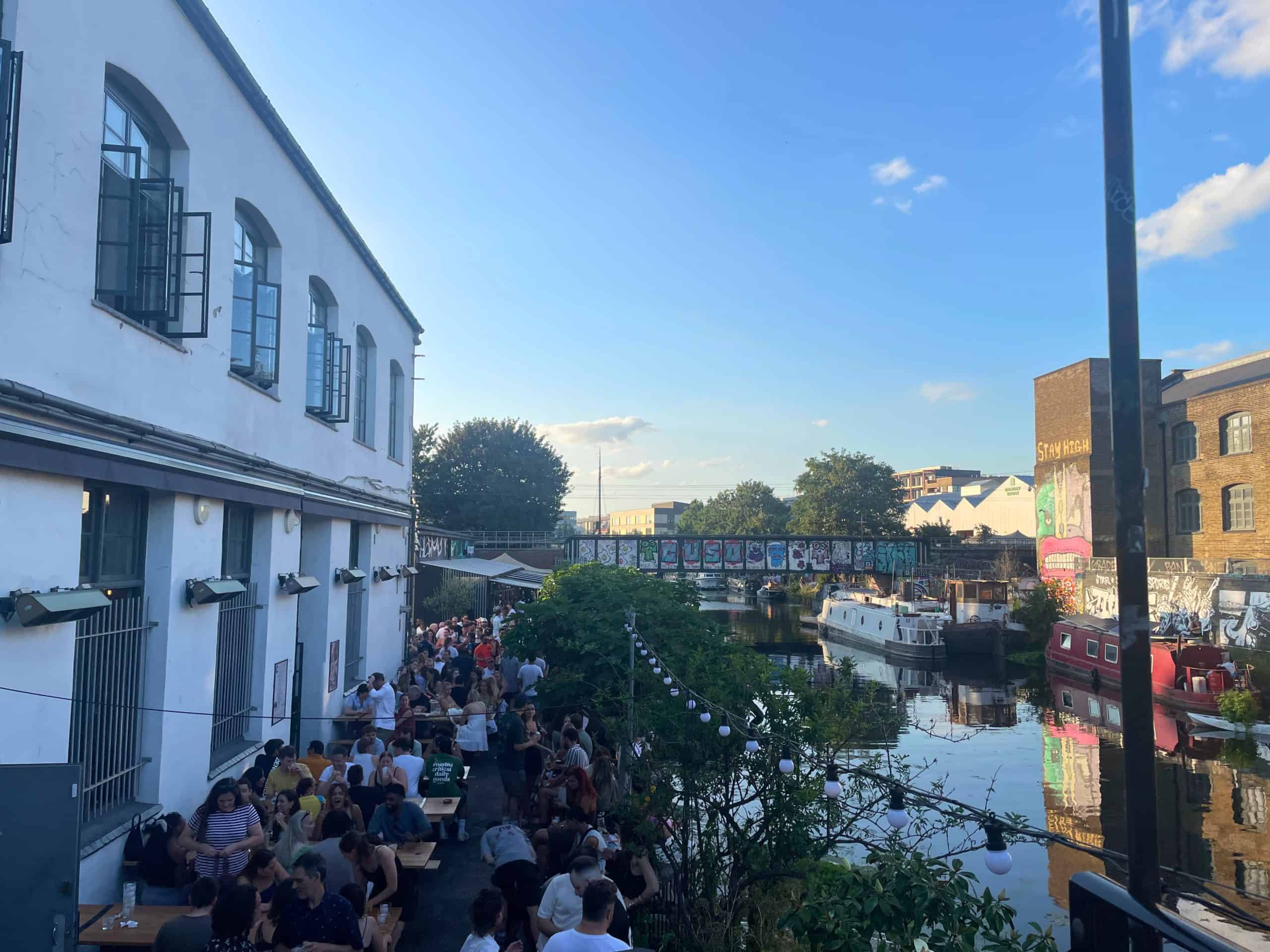 Canal side bars in Hackney Wick London