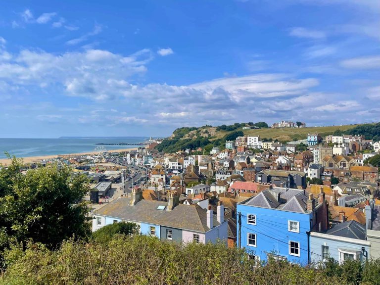 The view of Hastings Old Town from the East Hill