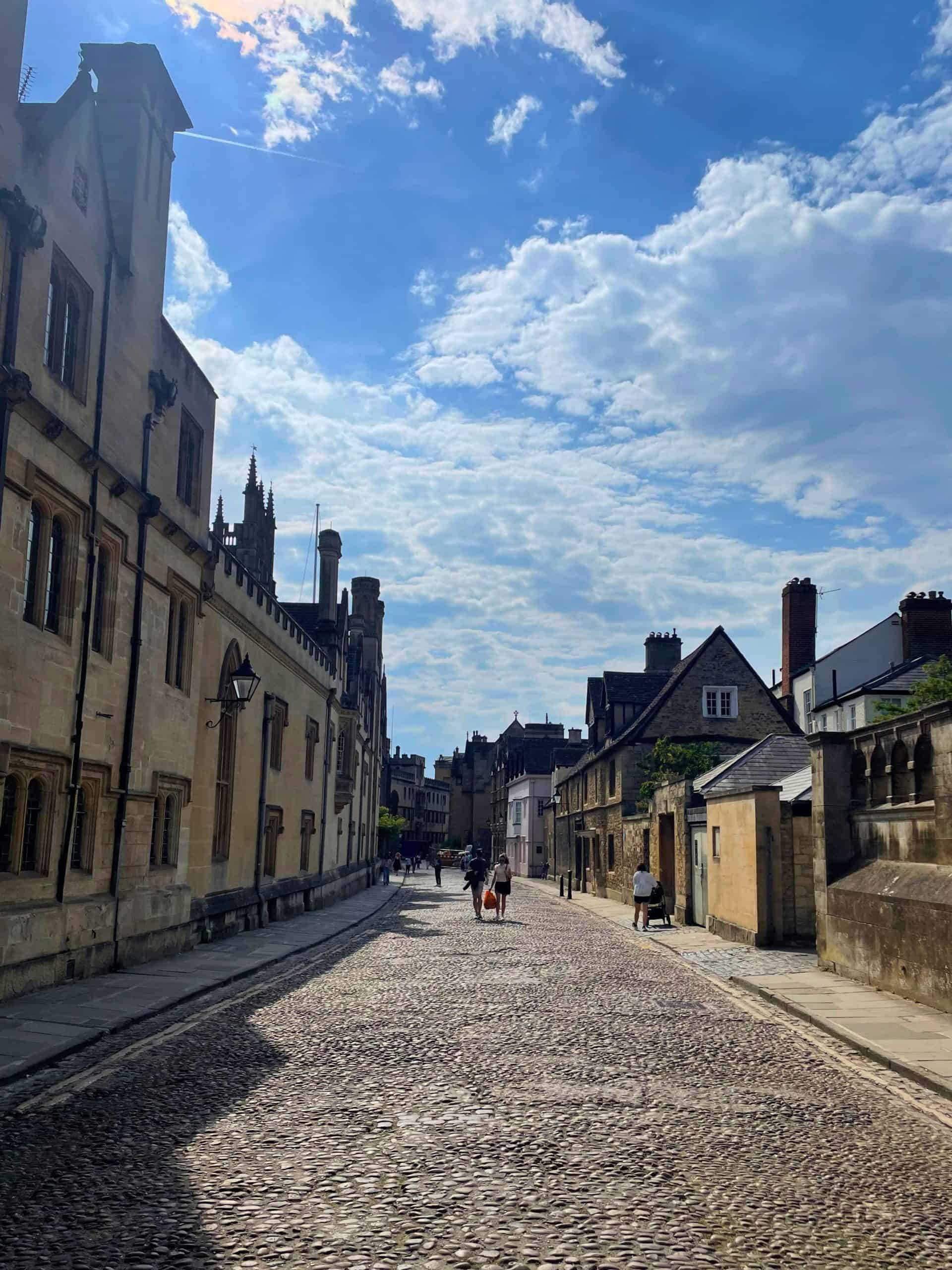 Beautiful cobbled street in Oxford, England