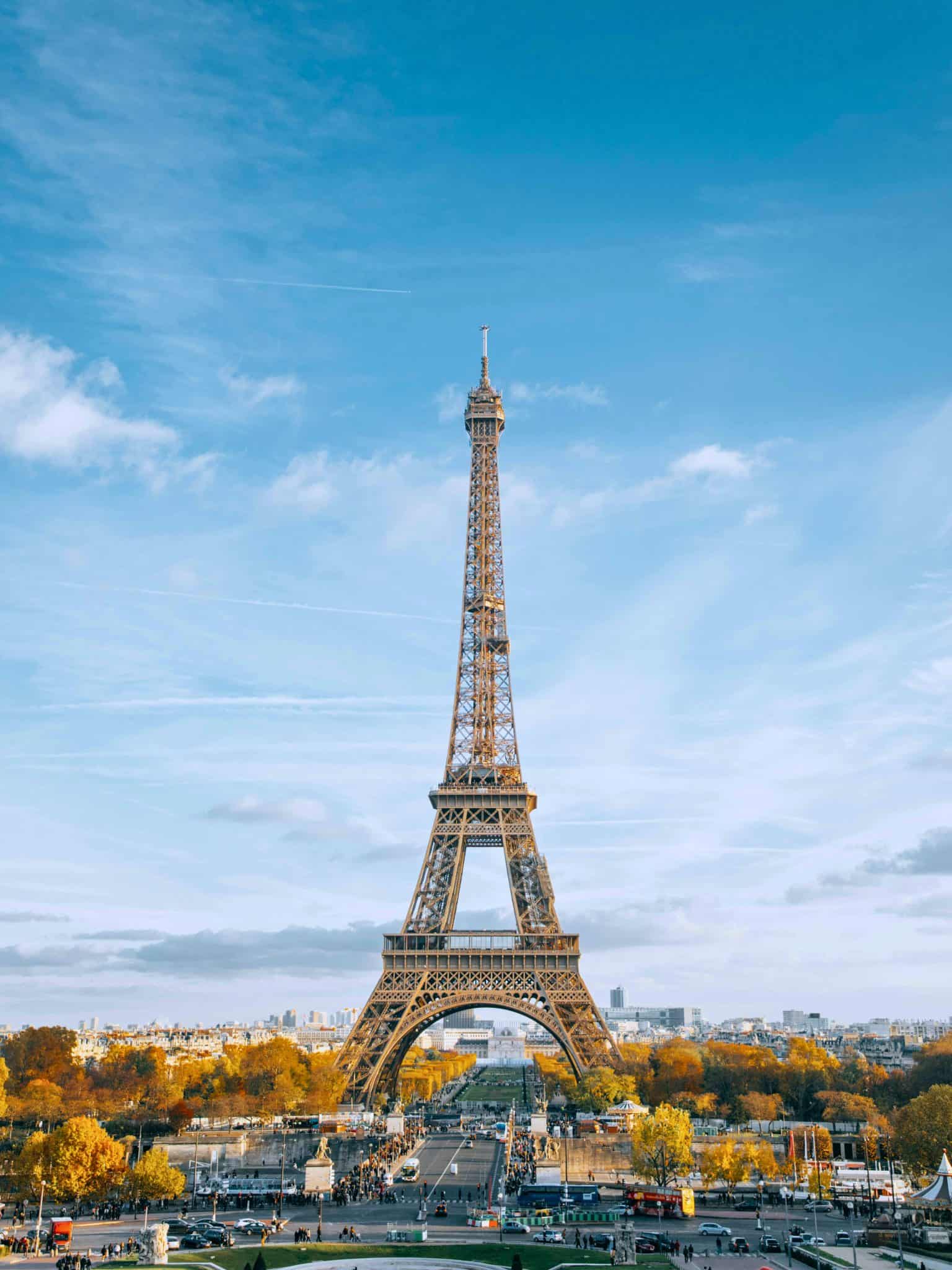 View of the Eiffel Tower on a sunny day