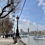 View over the River Thames of the London Eye and Big Ben